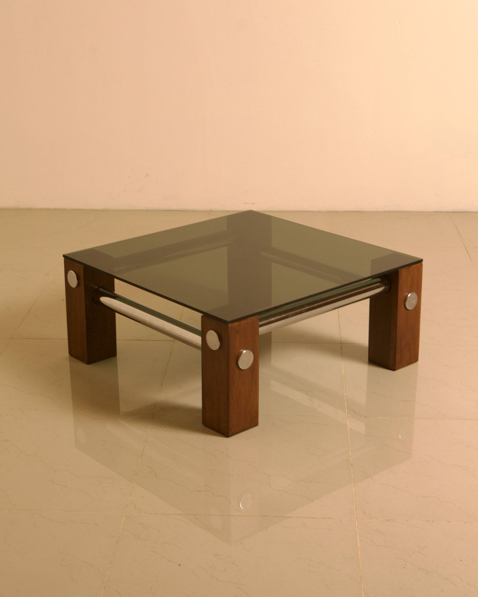 Coffee table in wood and smoked glass by Martin Visser for Spectrum 60s