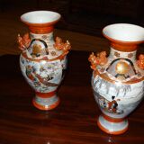 Pair of porcelain vases from Satsuma, Japan, XIXth, H37cm