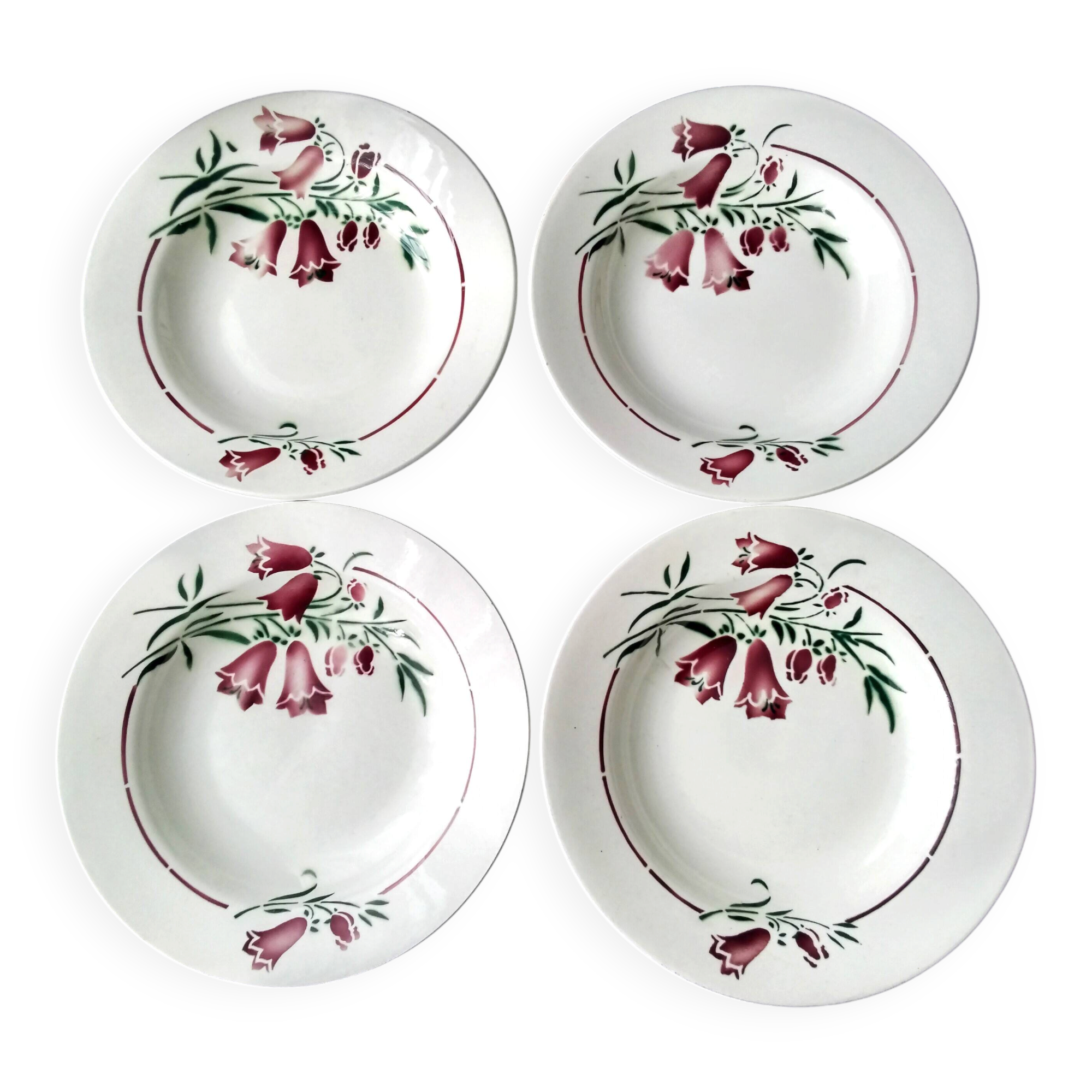 4 deep plates from St Amand L'Amandinoise earthenware