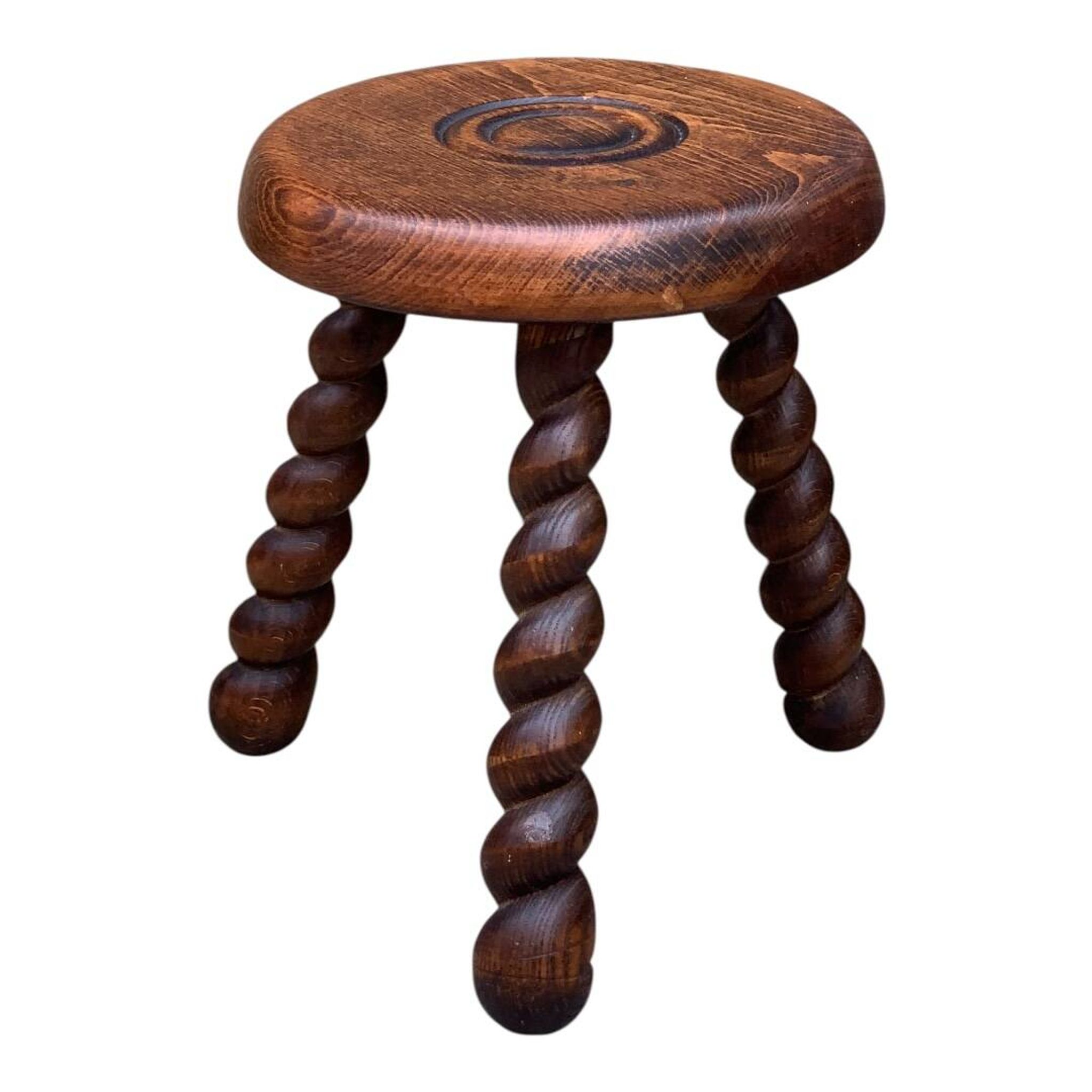 3 vintage turned wood stools