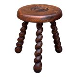 3 vintage turned wood stools