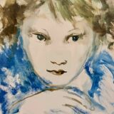 Old painting portrait of a little girl