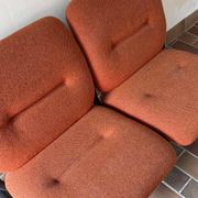 Strafor 2-seater bench, orange wool and sled base, 1970s.