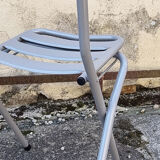 Table Tolix, industrial design, and its 3 folding chairs, designed by Xavier Pauchard
