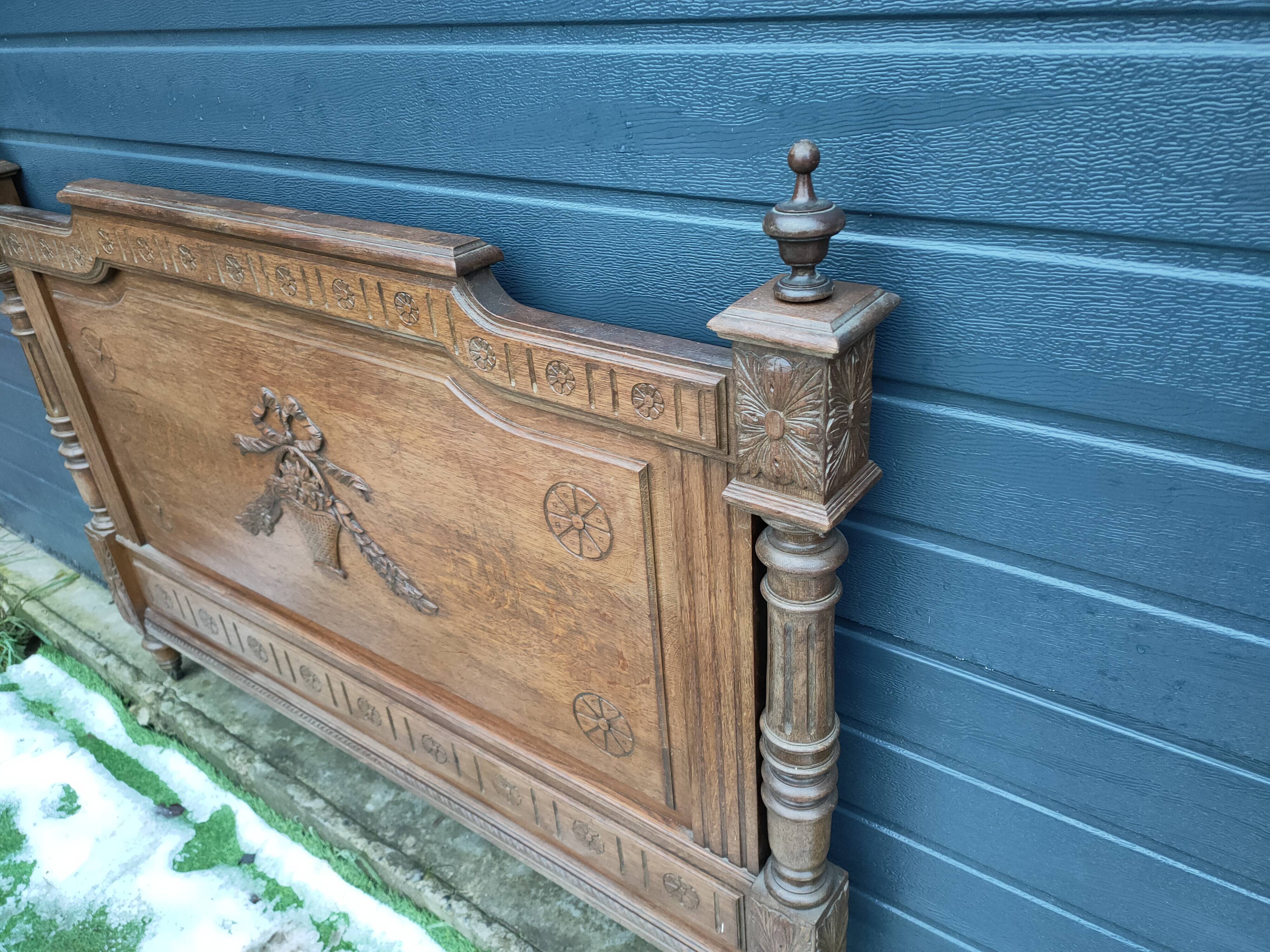 antique solid oak headboard
