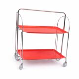 Table bar pliante en métal et panneau composite Dinett, rouge