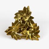 Bougeoir trois fleurs en laiton style Art Nouveau