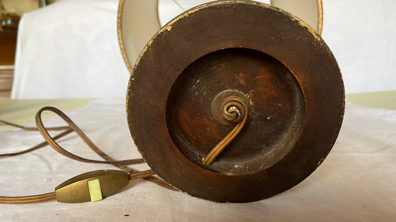 Vintage painted wooden table lamp