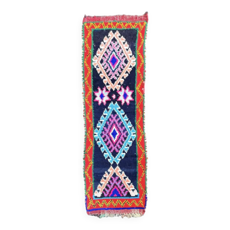 Berber Moroccan bedside rug, handmade in cotton, 70x230 cm