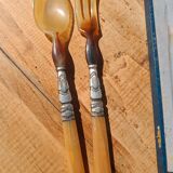 Antique horn salad servers