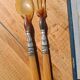 Antique horn salad servers