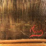 Prosper Ferey, large oil on canvas, “Shepherdess and her flock” mid-19th century