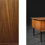 Vintage classic mid-century danish scandinavian modern teak bilateral desk, 1960s