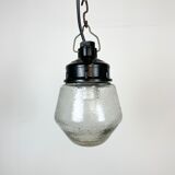 Industrial Bakelite Pendant Light with Frosted Glass, 1970s