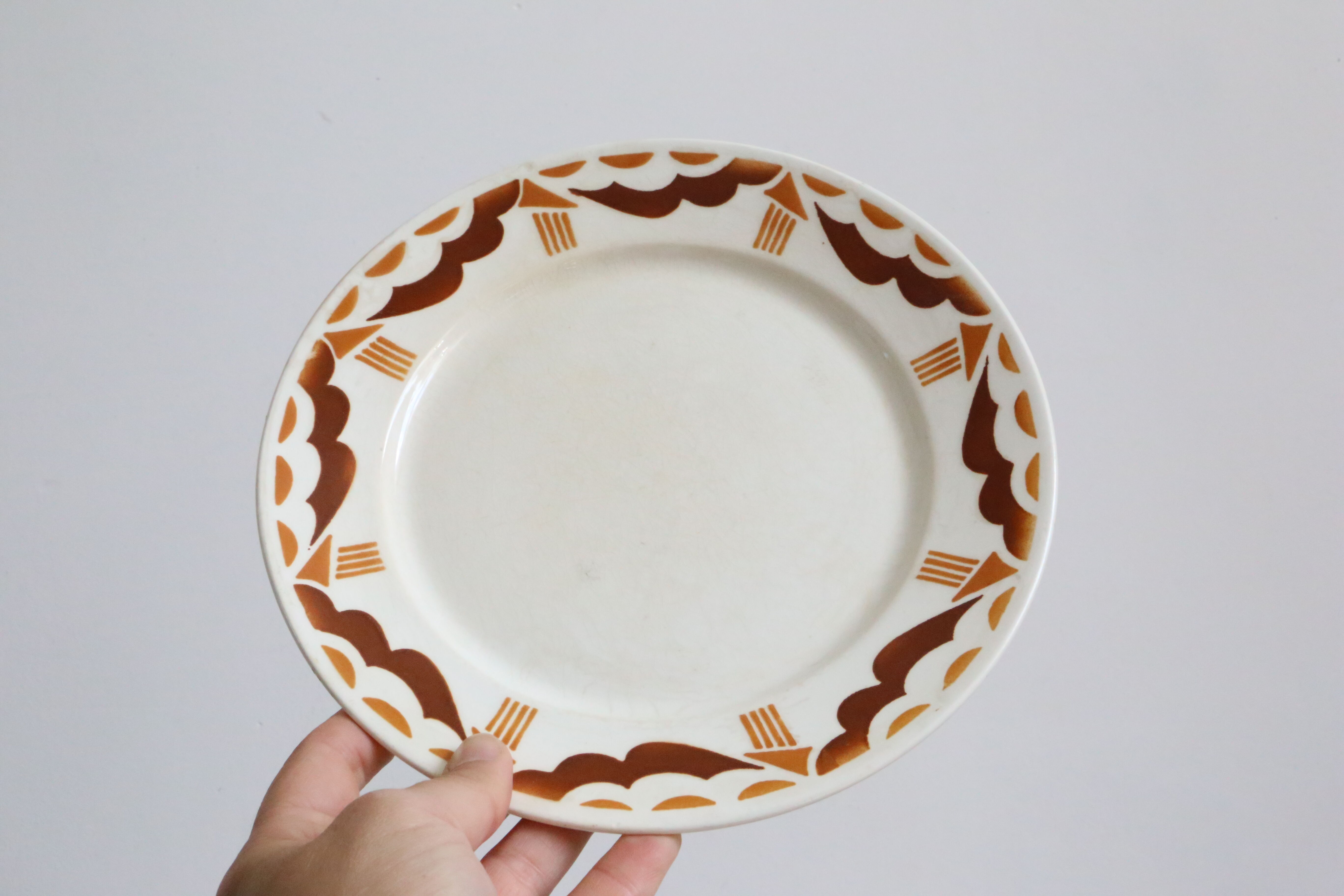 Set of 7 flat plates badonviller, nanteuil, vintage french, authentic, rare, countryside