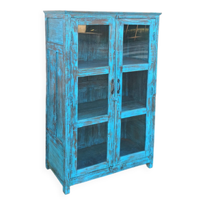 Armoire vitrée en bois - bleu
