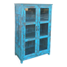 Armoire vitrée en bois ancien bleu