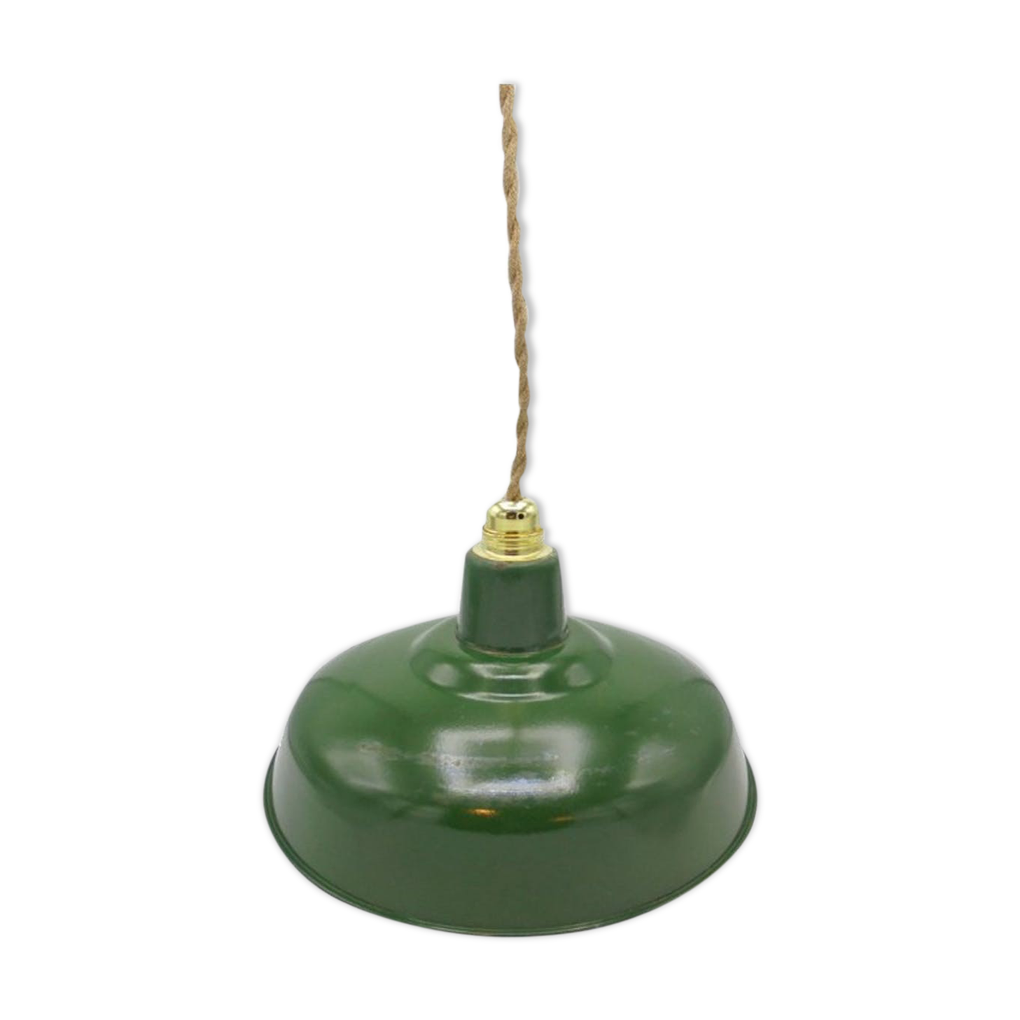Green enamelled industrial hanging lamp