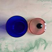 Handmade Blue, Pink and Black Glass Lidded Jar by Erik Höglund, 1992
