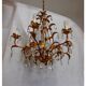 6-light bronze and Bohemian crystal chandelier, early 20th century
