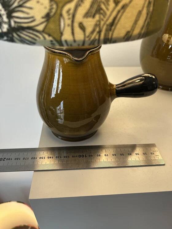 2 vase lamps made from French bistro pitchers, 1960s.