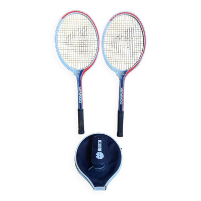 Paire Raquette Tennis Ancienne DONNAY GLM 680 Bois + Housse MARCO Vint