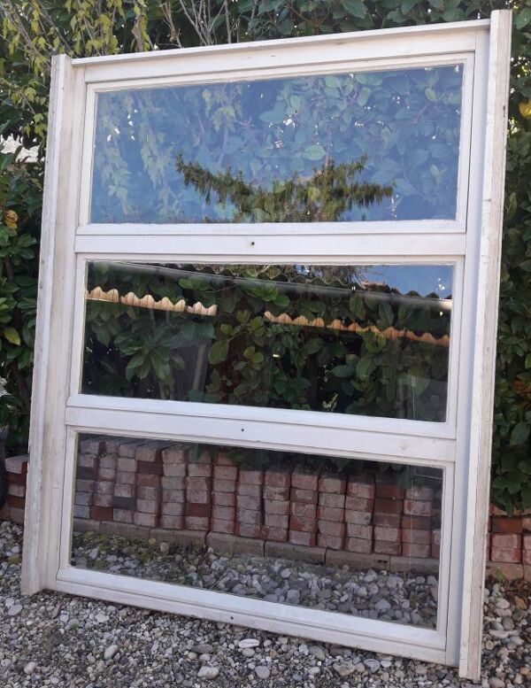 Verrière bois 3 fenêtres à soufflet et abbatant