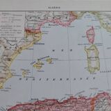 Old geographical map of Algeria and North Africa Larousse