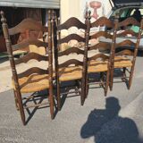 Series of 4 high-backed oak chairs