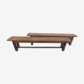 2 solid oak farm benches