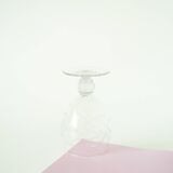 Set of 5 small wine glasses with intricately carved stems, in engraved crystal, Art No.