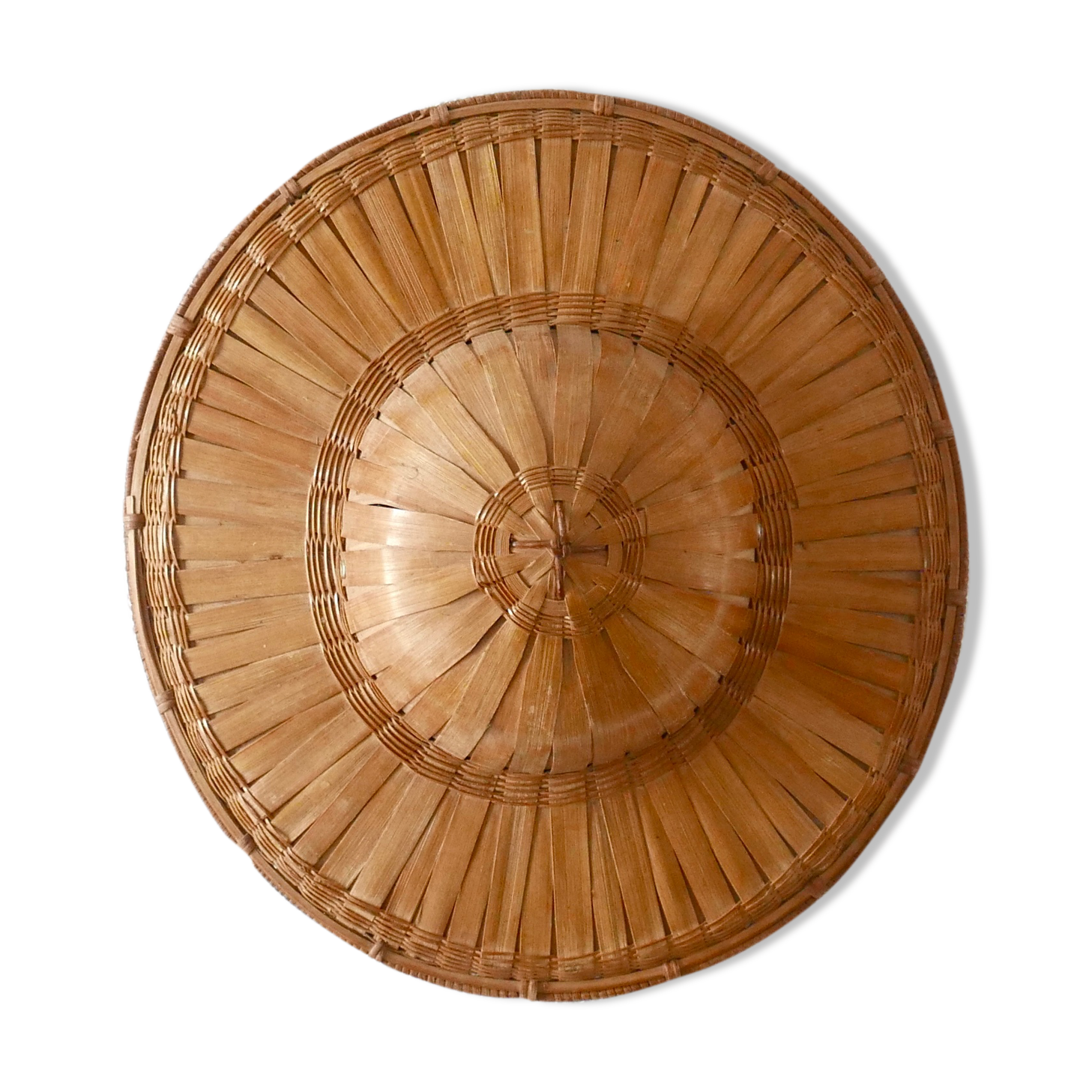 Braided ethnic hat, wall decoration, 70s