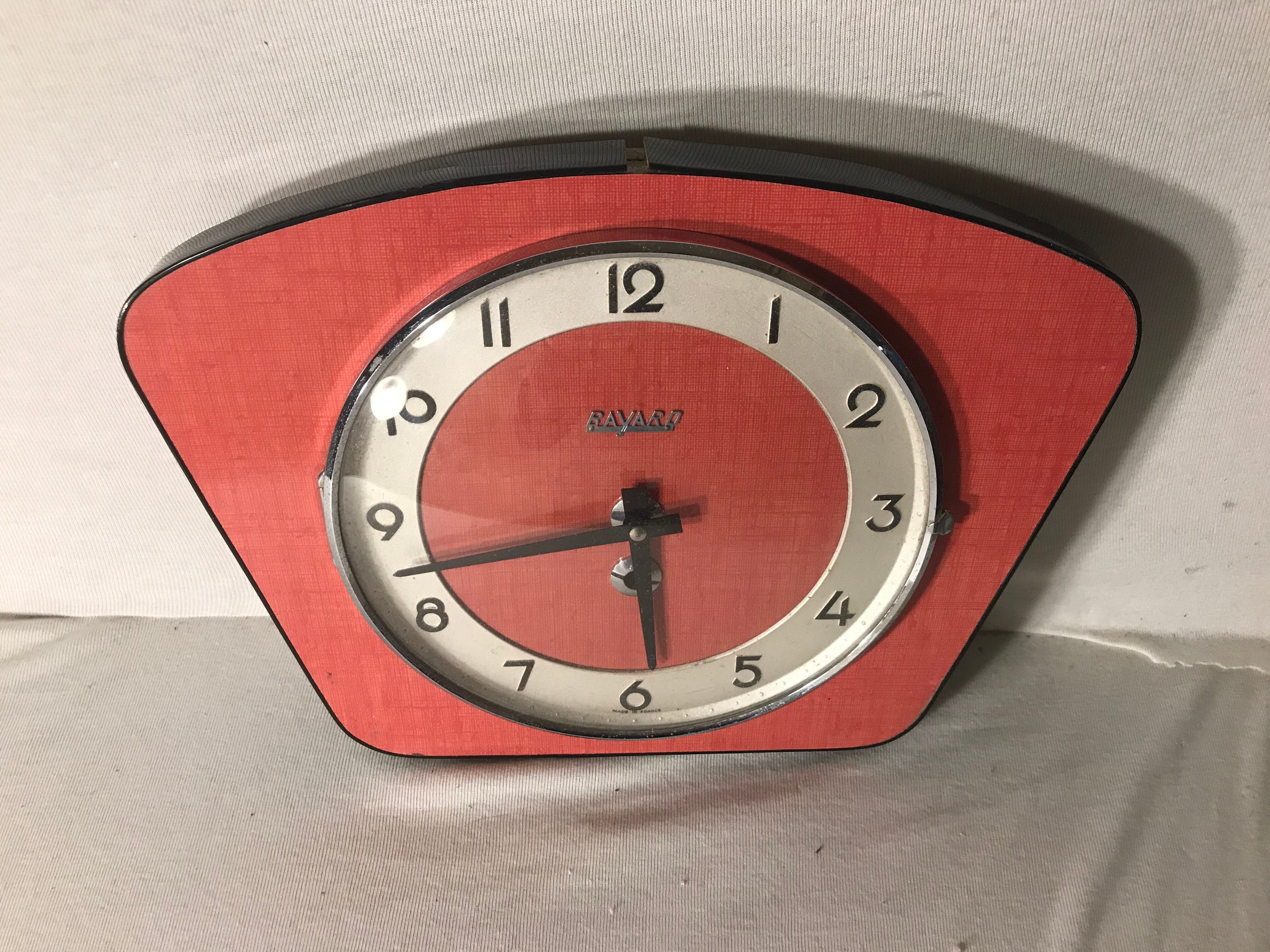 Ancient clock pendulum bayard red key vintage 50s formica