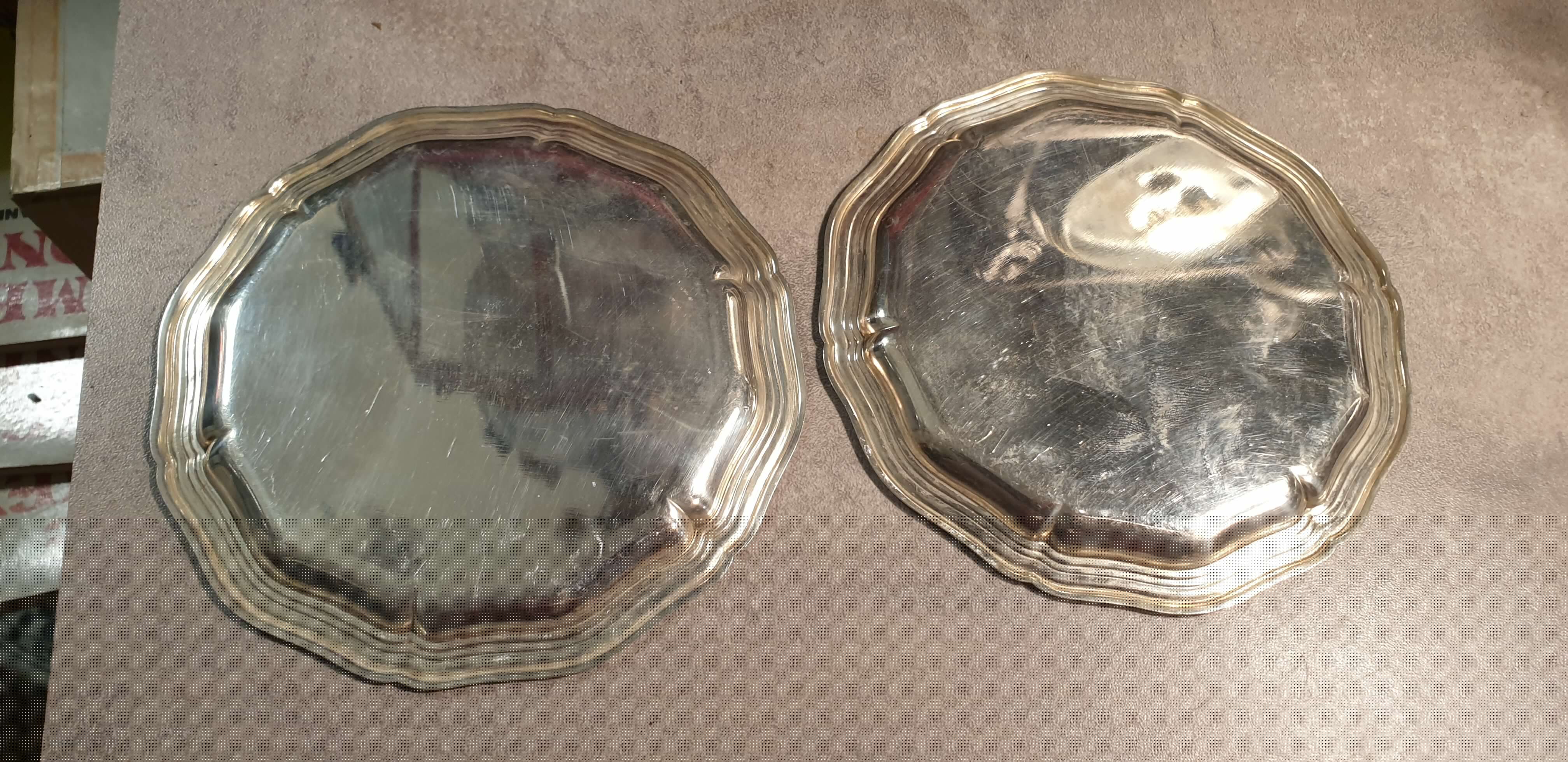 4 carved silver metal coasters