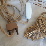 Bedside lamp, table, cherub in gilded brass