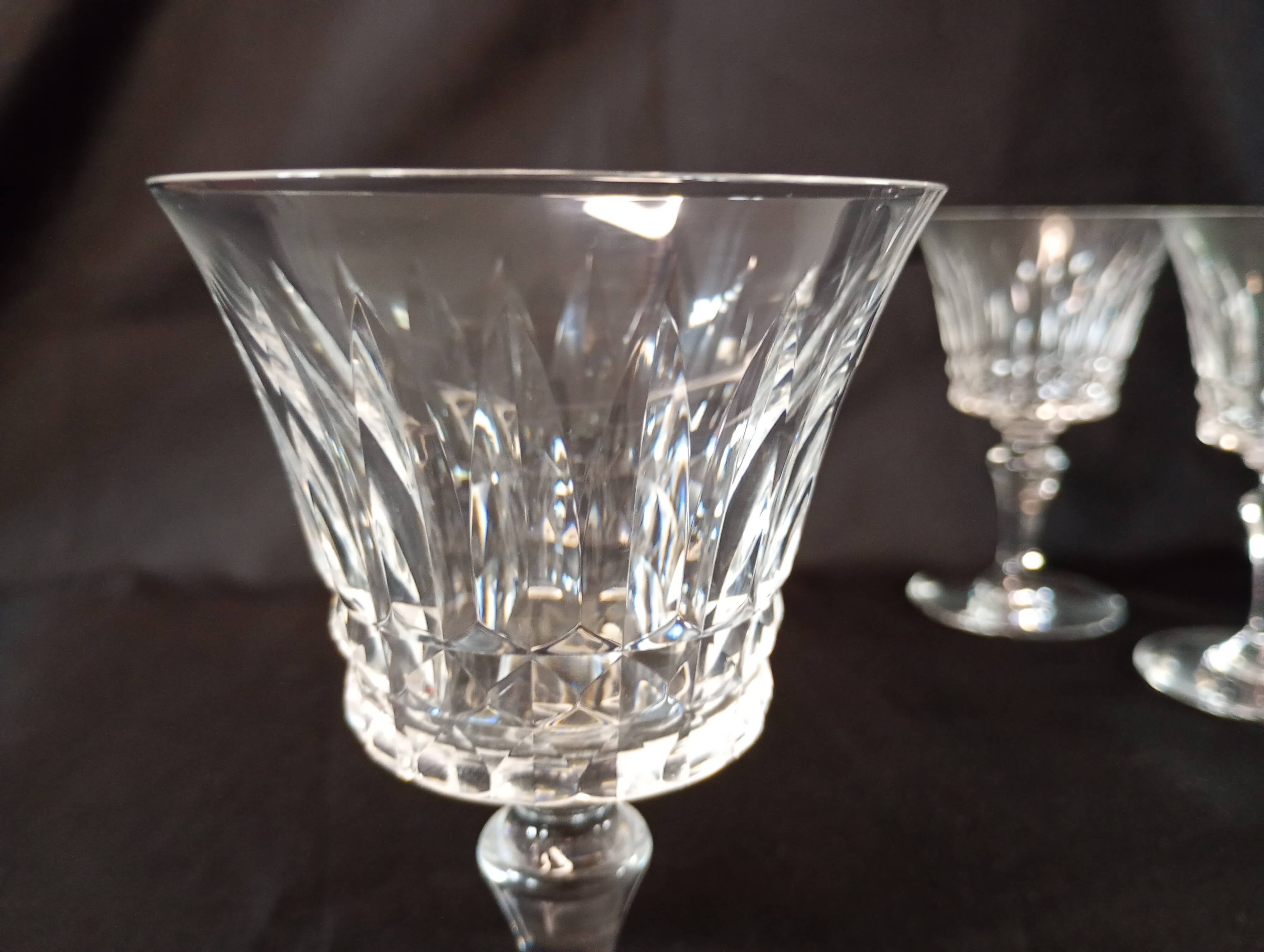 Set of 12 Baccarat Piccadilly Cut Crystal Red Wine Goblets