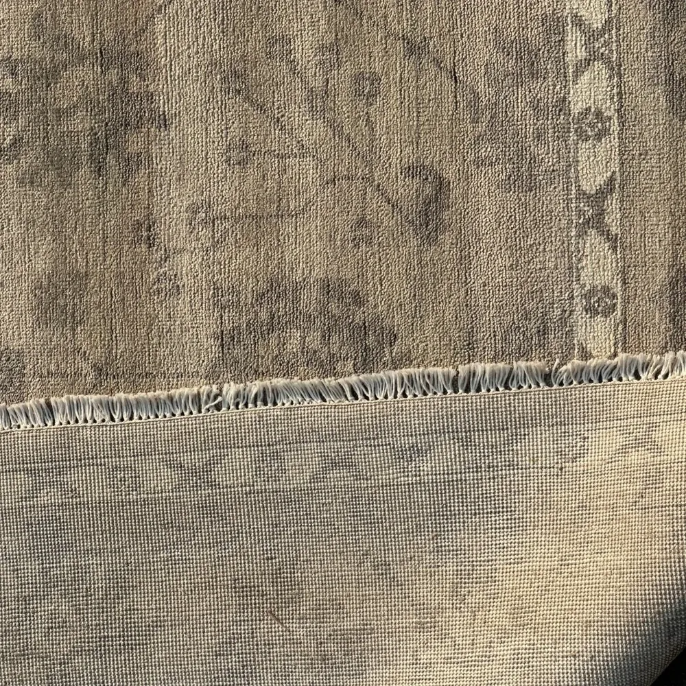 Hand-Knotted Wool Area Rug, Beige Floral Design Carpet for Living Room