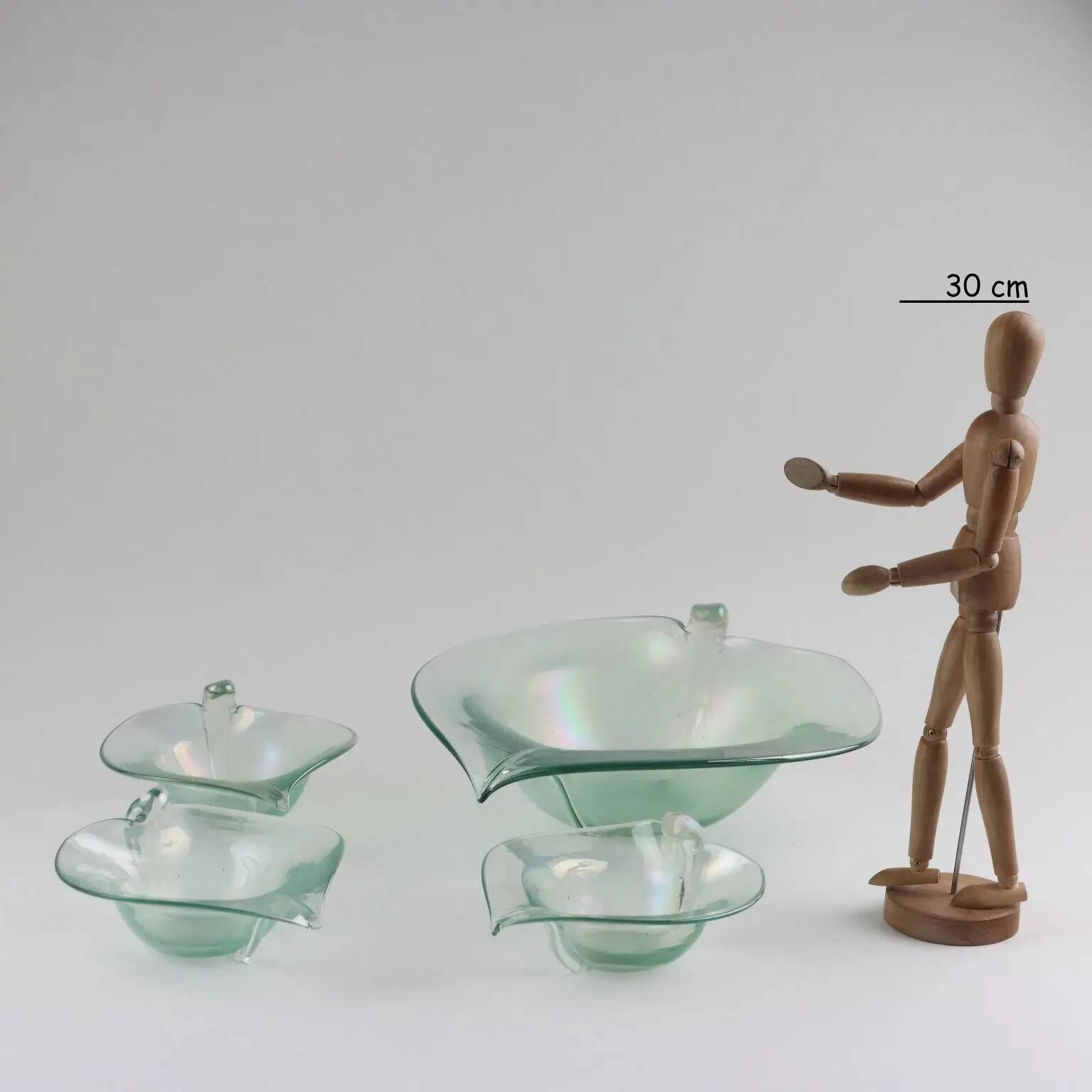 Vintage glass bowls, Murano manufacture, Italy, mid-20th century.