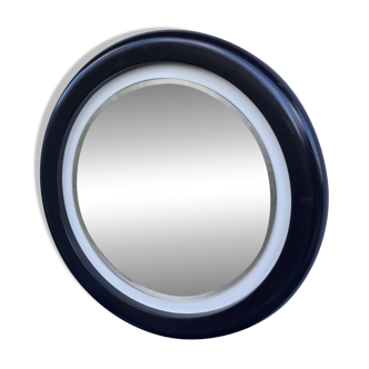 Round vintage mirror in brown resin – 1970s modernist design