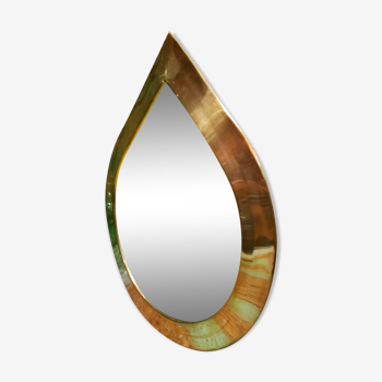 Golden brass drop shape mirror