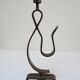 Brutalist candle holder wrought iron beaten patinated H. 37 cm