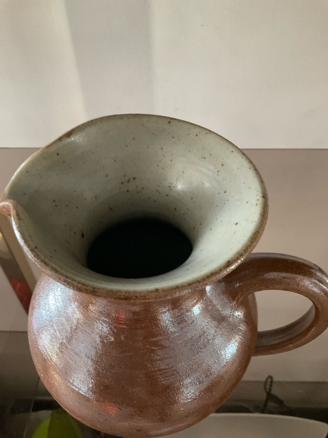 Vintage stoneware jug vase signed