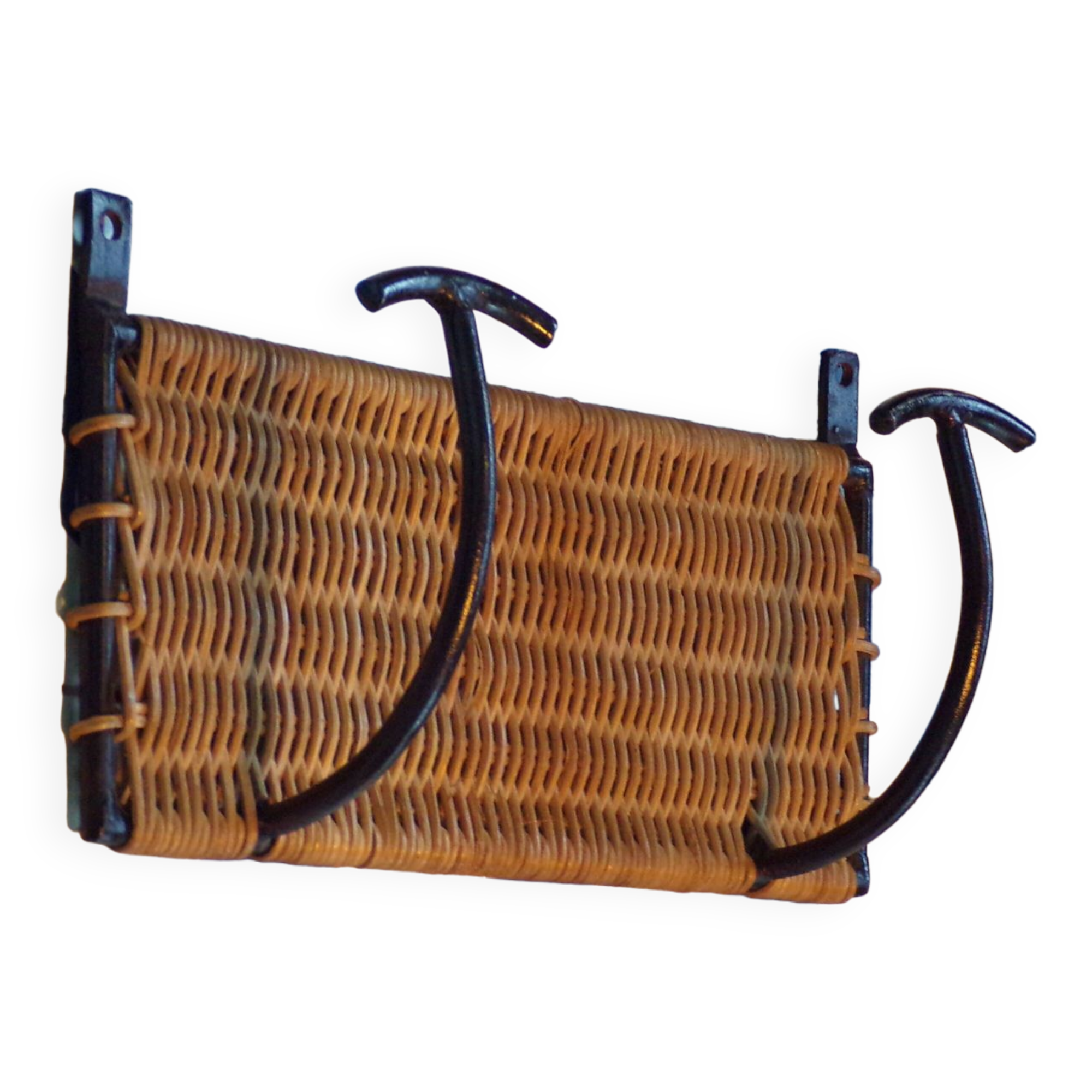 Porte manteau fer et rotin 1950