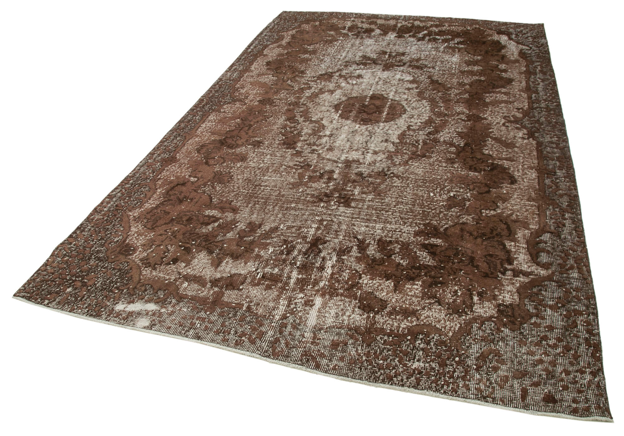 Handmade rustic anatolian 1980s 192 cm x 332 cm brown rug
