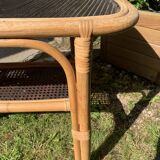 Black wicker rattan coffee table