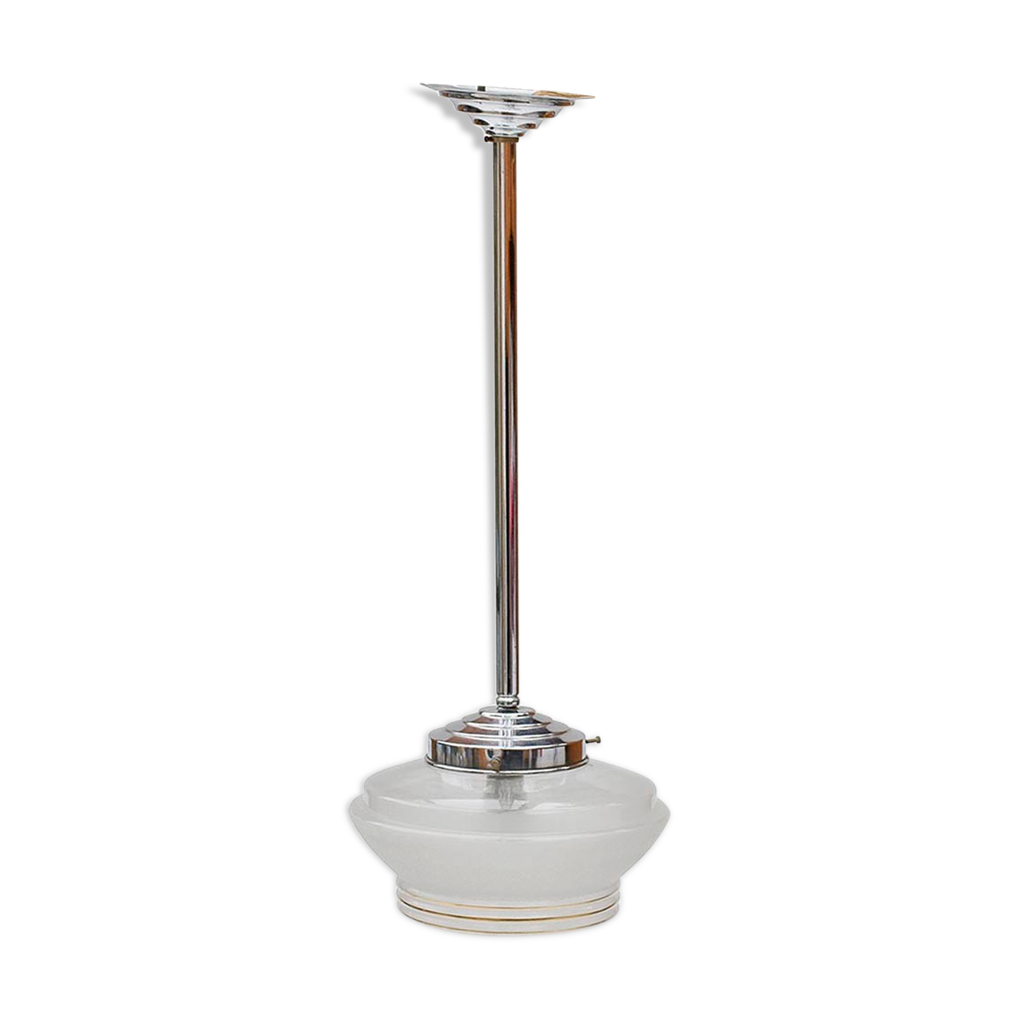 Hanging lamp round ball in vintage art deco gold frosted glass