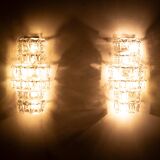 Grandes appliques murales en cristal Kinkeldy des années 1970, Allemagne.