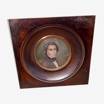 Miniature portrait Man in a wooden frame