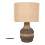Handmade Søholm / Einar Johansen ceramic table lamp with jute lampshade / Mid-century Danish modern design / 1960s / 1970s