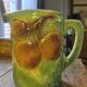 Magnificent rare Pichet Broc Saint Amand 1900 Orange Barbotine